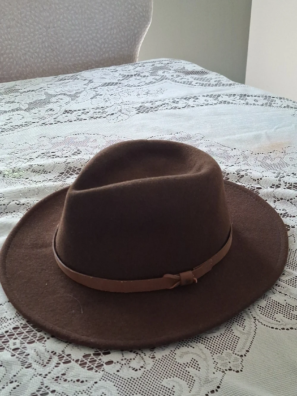 ​Dorfman Pacific Vintage 90s WOOL  Felt Fedora Hat Outback Wide Brim Brown S/M